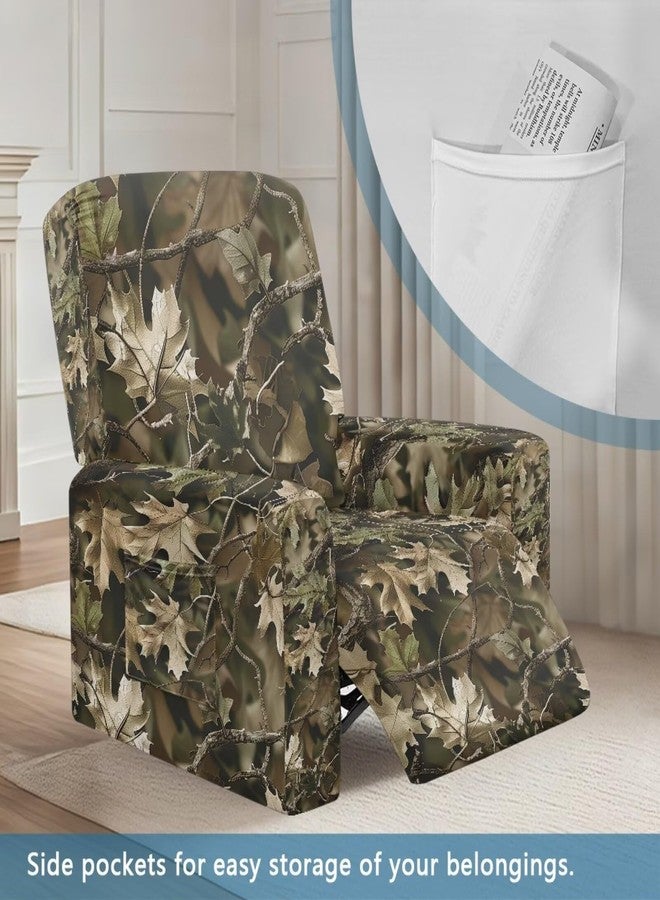 Talayituse Hunting Camo Print Recliner Chair Covers, Stretch Recliner Cover with Elastic Bottom, Soft Lazy Boy Reclining Rocker Slipcover for Living Room - Image 3